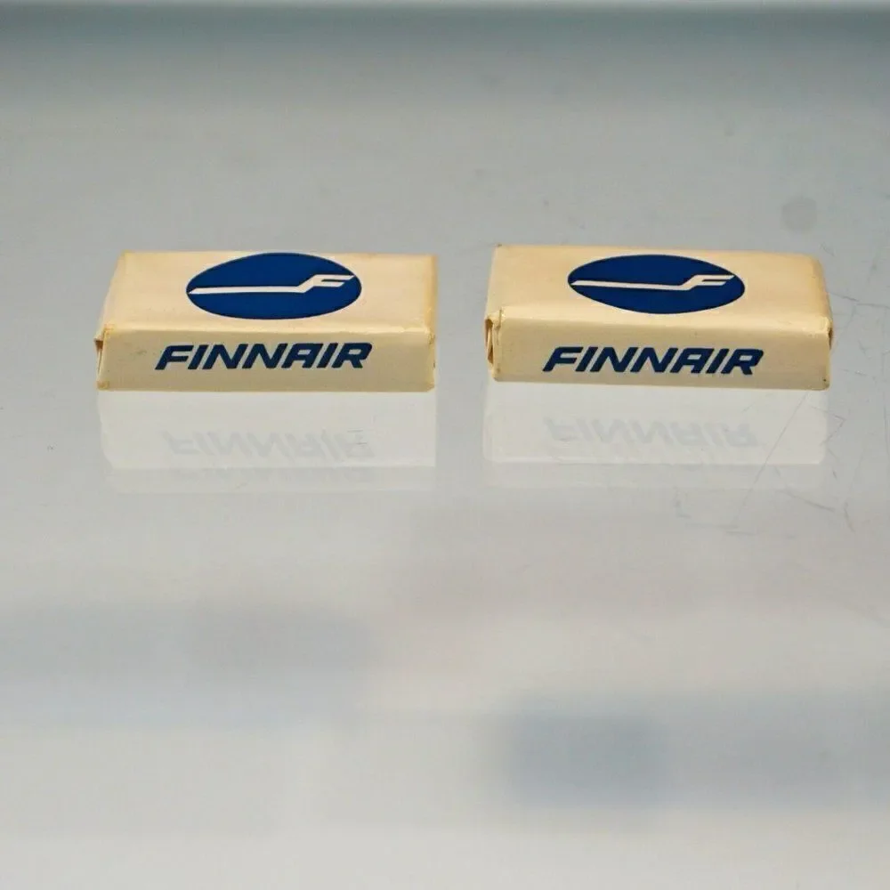 Vintage FINNAIR Airlines 2 Personal Size Soap Bars Finland Airline Toiletries